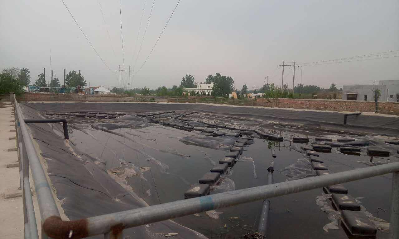 “黑膜沼液池”是由壩體、管道和HDPE膜組成的一種壩型結(jié)構(gòu)。其特點(diǎn)是:池內(nèi)儲(chǔ)水量大，污水停留時(shí)間長，既可節(jié)約肥料成本，又有利于保護(hù)土地資源。